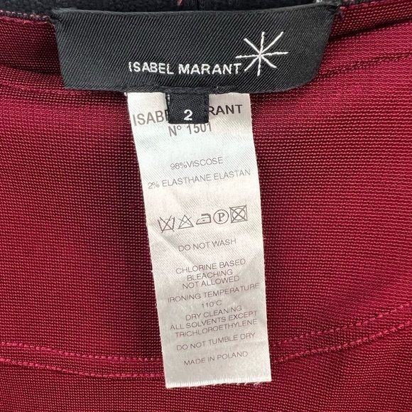 Isabel Marant Pencil Mini Skirt Stretch Knit Burgundy Red, size 2, A-1 - Picture 4 of 6